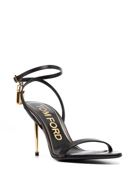 Black Leather Padlock Sandals