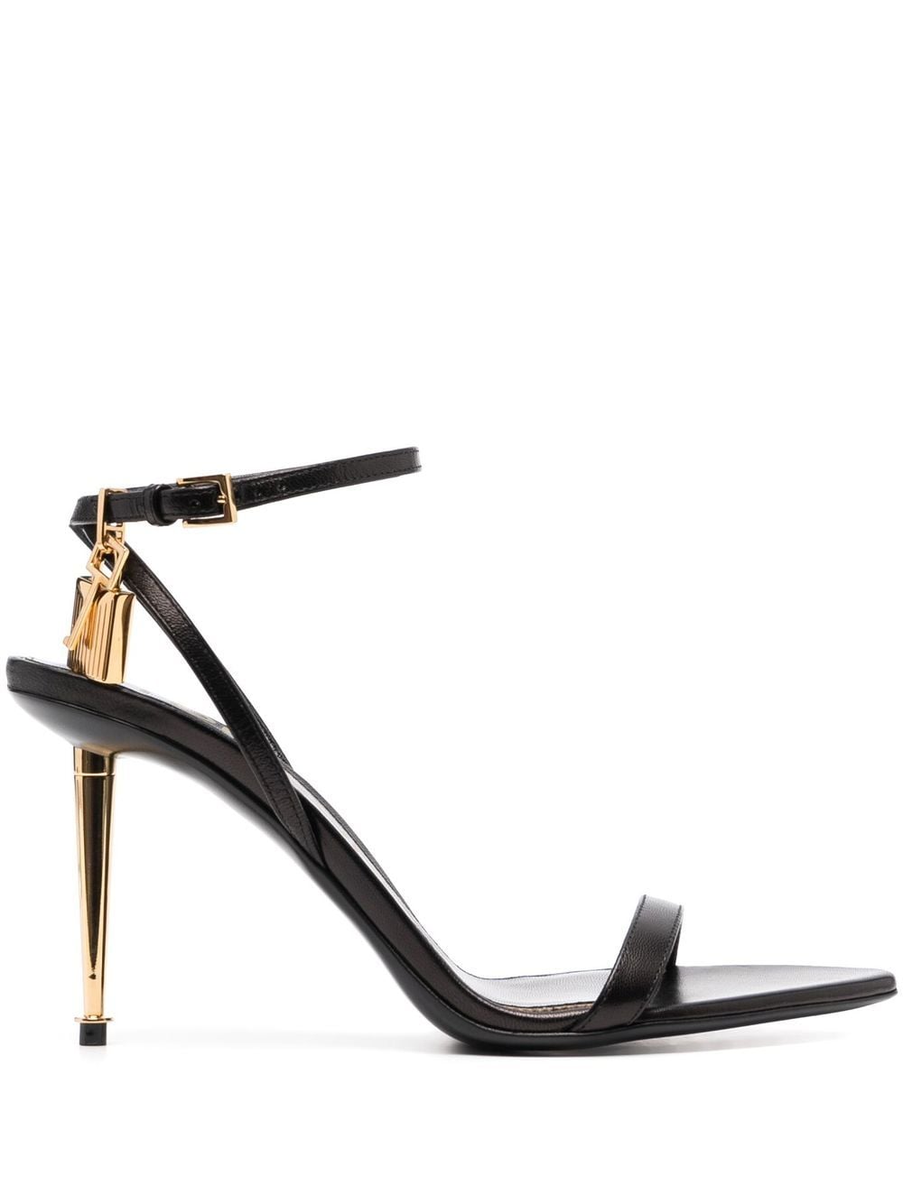 TOM FORD Black Leather Padlock Sandals