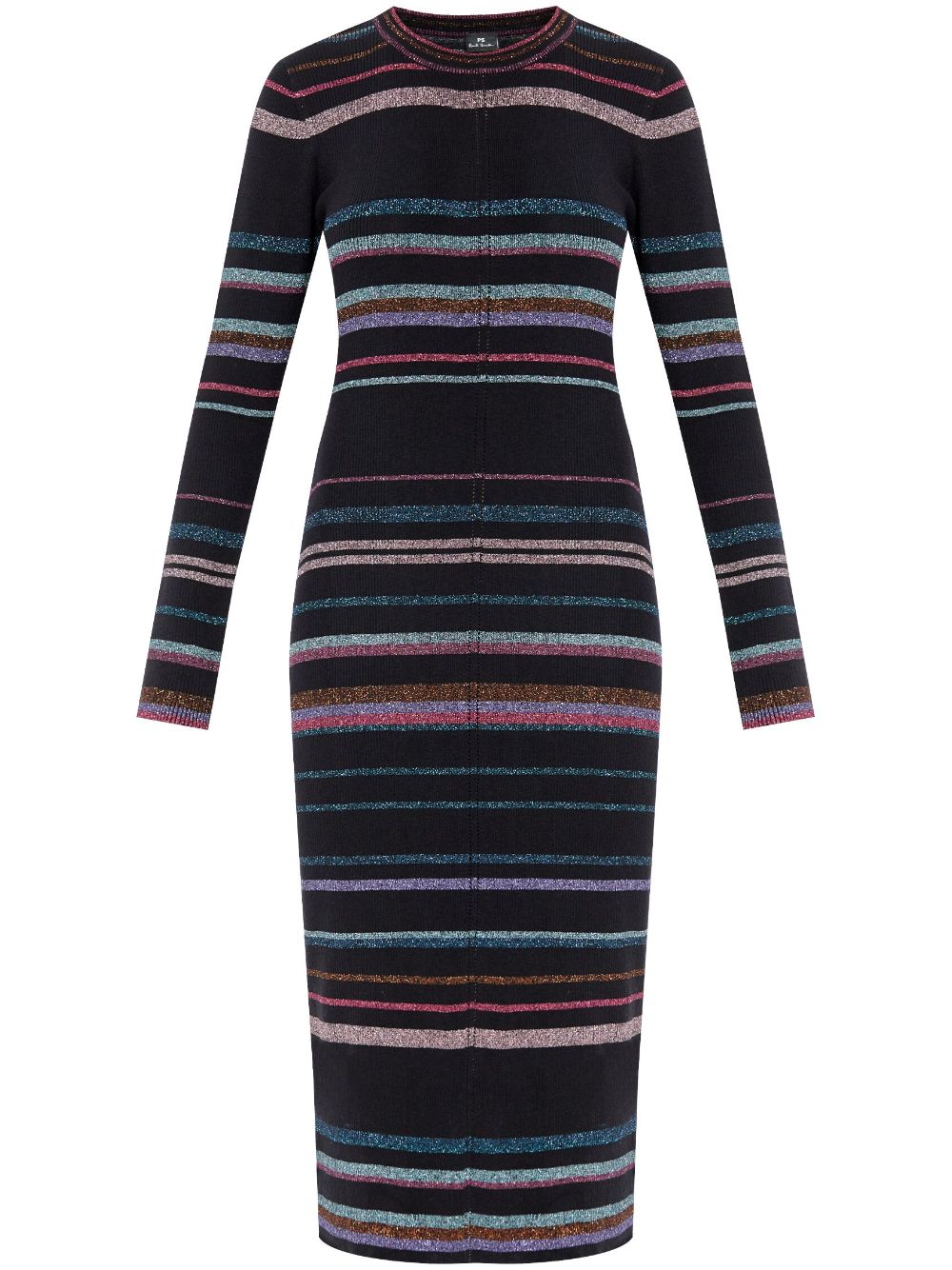 PAUL SMITH Striped Midi Dress with Metallic Detail