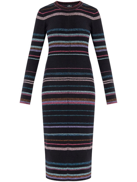 PAUL SMITH Striped Midi Dress with Metallic Detail