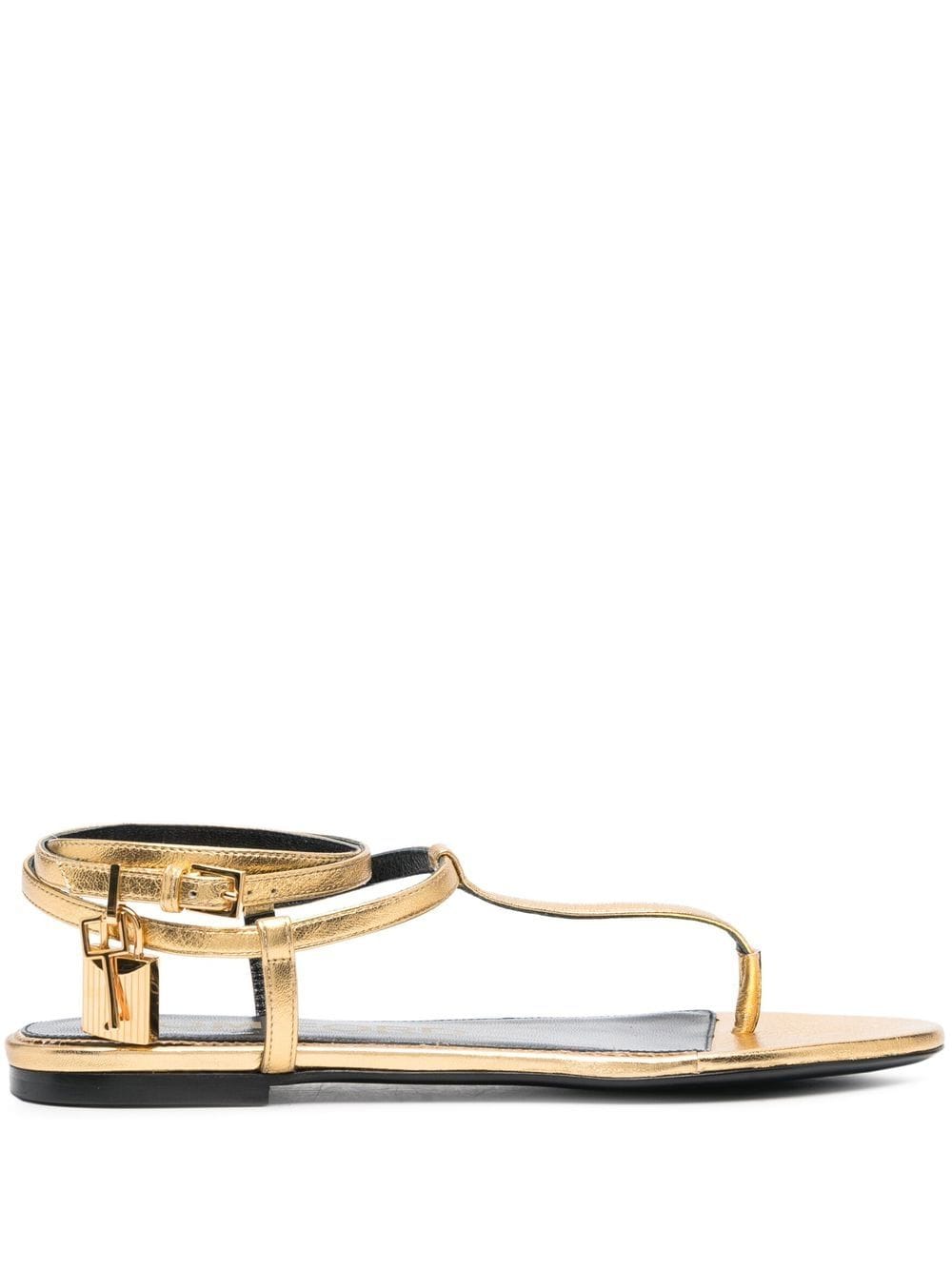 TOM FORD Luxury Gold-Tone Thong Strap Sandals for Women