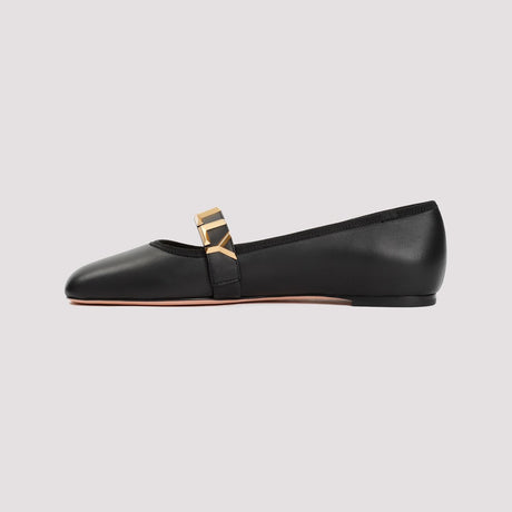 Black Nappa Leather Ballerina Flats for Women - SS24 Collection