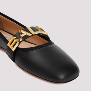 Black Nappa Leather Ballerina Flats for Women - SS24 Collection