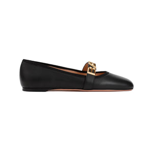 Black Nappa Leather Ballerina Flats for Women - SS24 Collection