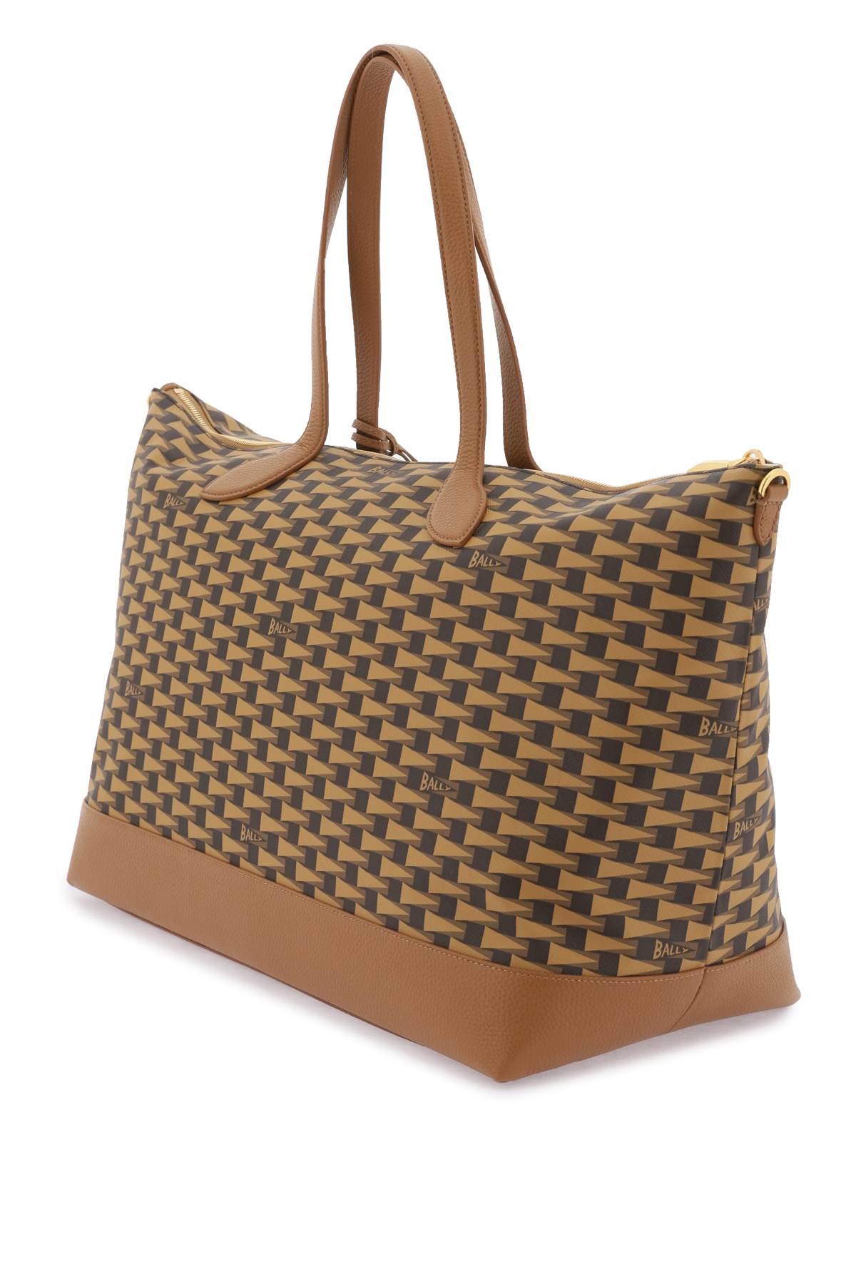 BALLY Iconic Shoulder Tote Bag for Women in Coated Canvas with Removable Leather Strap and Gold Hardware