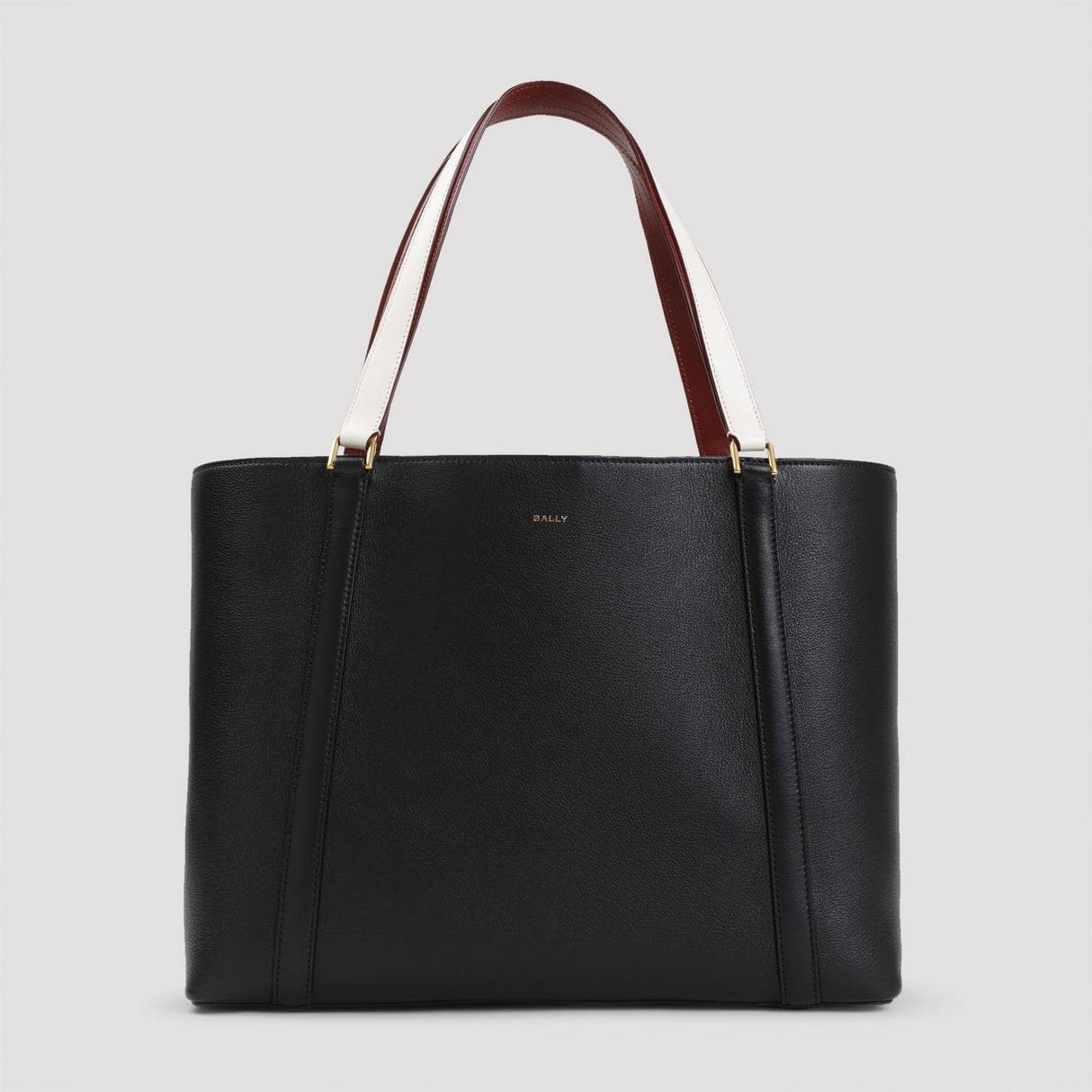 BALLY Elegant Black Leather Tote Bag 38x28x13 cm