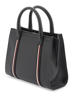 BALLY Small Code Tote in Hammered Leather with Iconic Stripe and Gold Accents