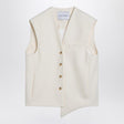 MARGAUX LONNBERG Asymmetrical White Wool Waistcoat