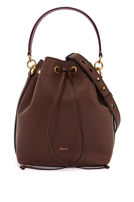 BALLY Hammered Leather Bucket Handbag with Drawstring Closure