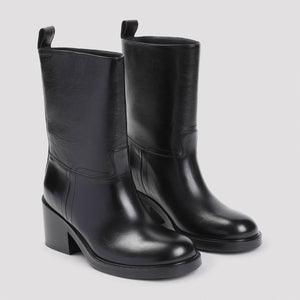 Giày Boot Cổ Ngắn Đế Cao 6.5cm Bằng Da Bê Cao Cấp