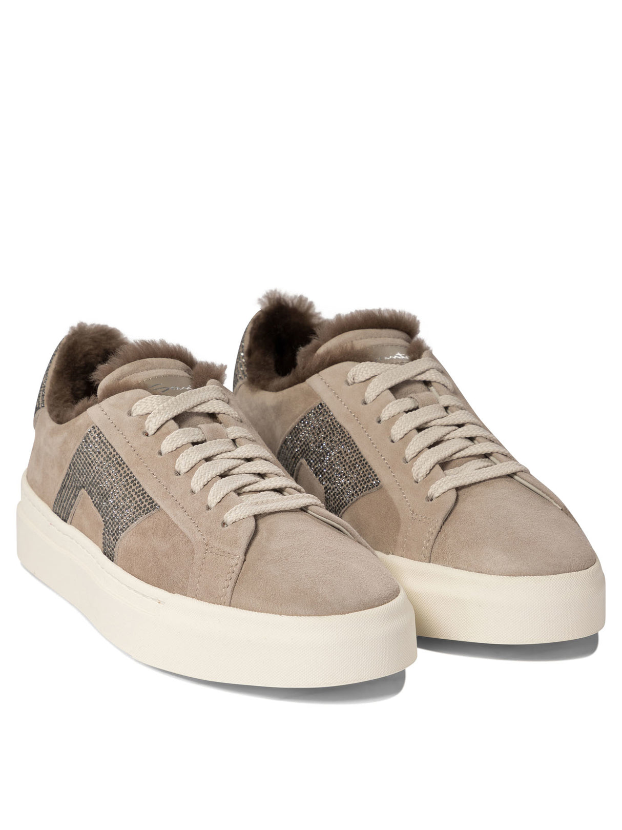 SANTONI Double Buckle Leather Sneakers for Women