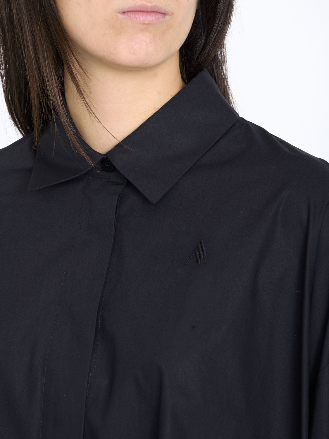 THE ATTICO Black Cotton Poplin Snap-button Shirt