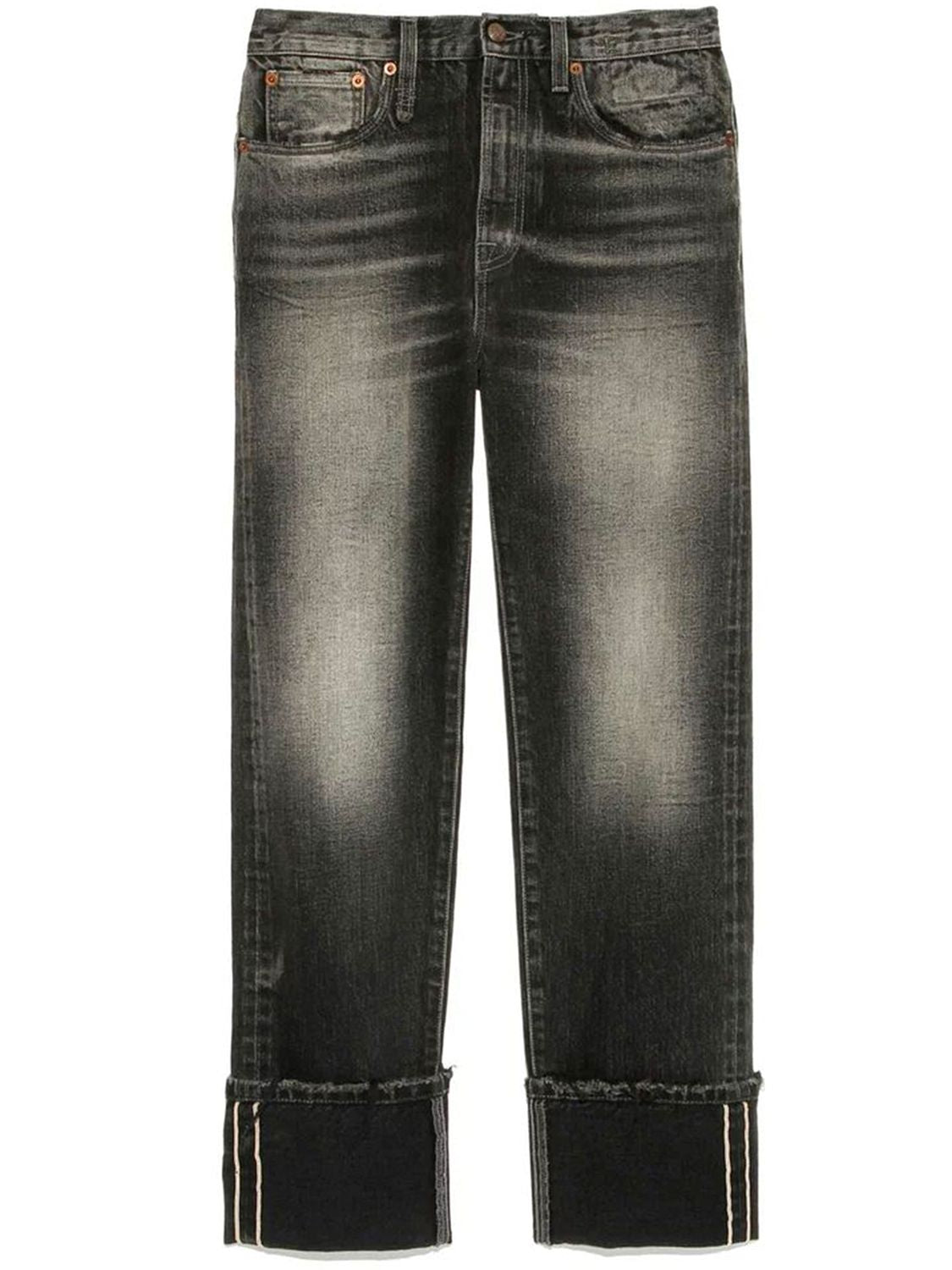 黑色束腰女式牛仔修身褲，附洗水處理，尺寸27，FW22系列
