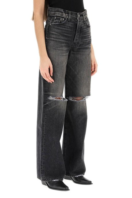 Wide Leg Ripped Jeans in Mixed Colours for Women