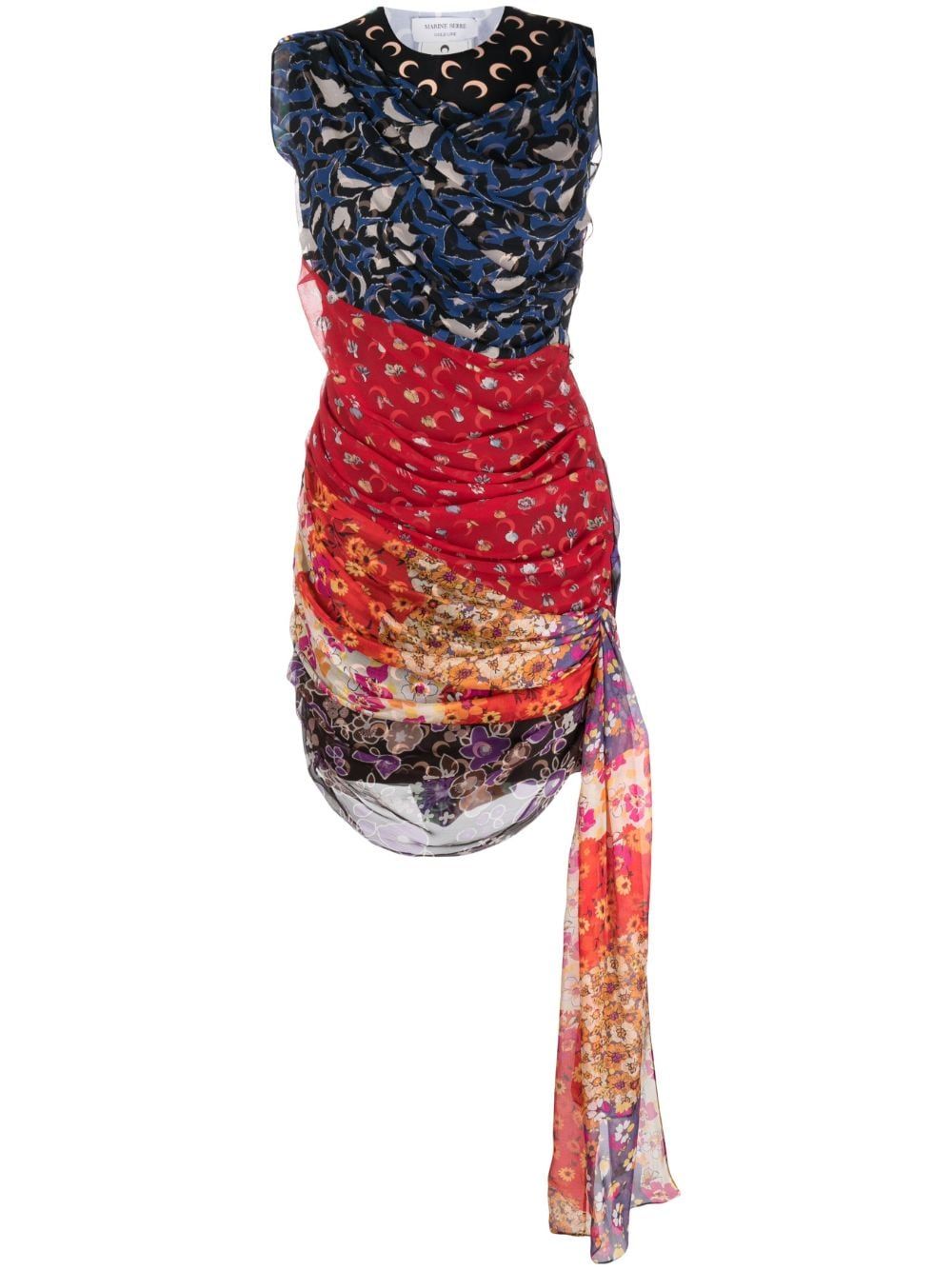 Multicolored Floral Silk Patchwork Dress
