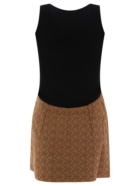 Slim Fit Sleeveless Brown Dress with Square Neckline - FW23 Collection