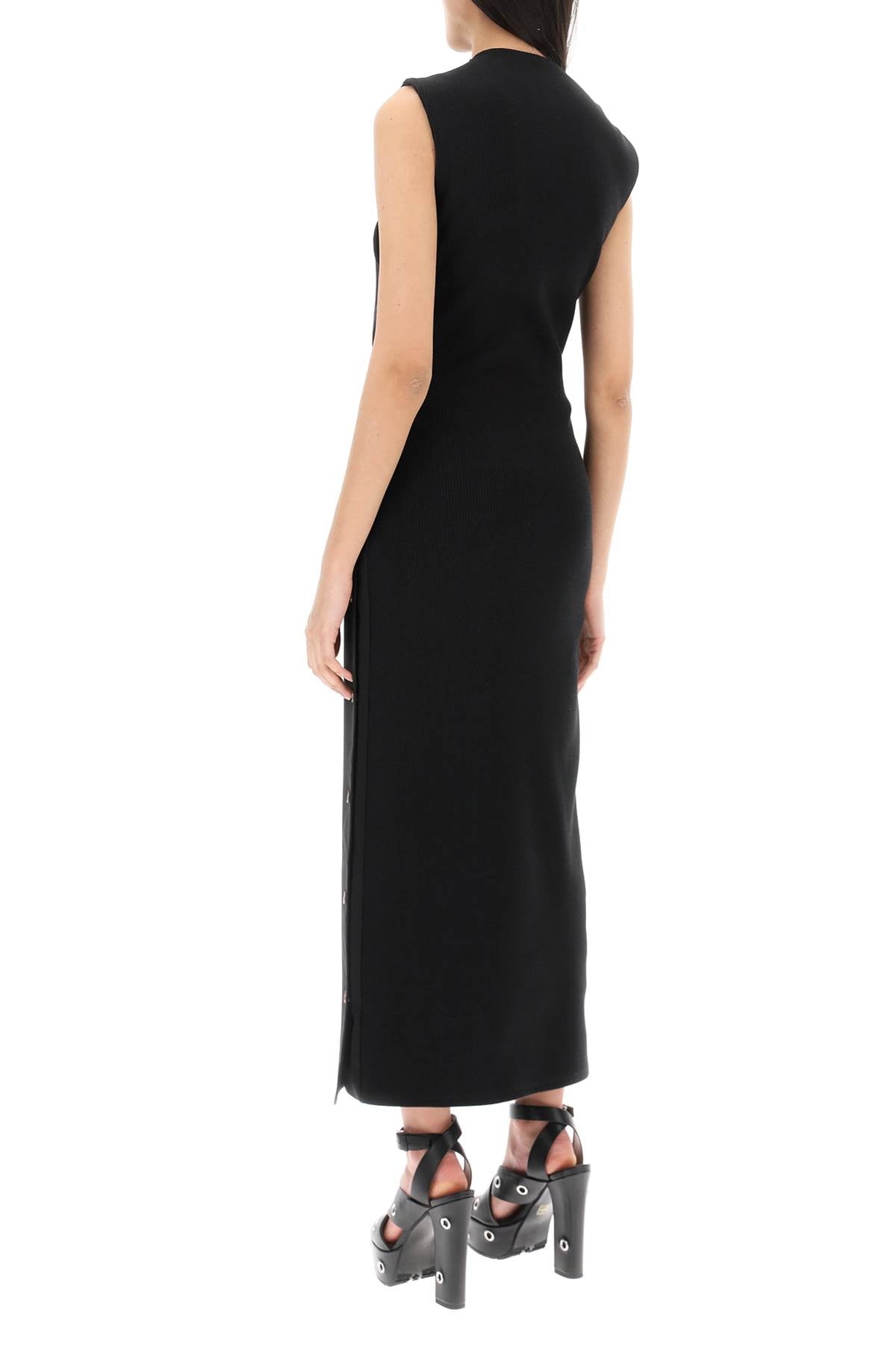 فستان بدون أكمام قابل للتعديل متعدد الاستخدامات للنساء من الصوف الأسود ذو اللون التونال مع ألواح قابلة للفصل