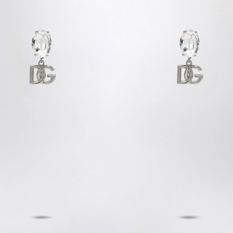 DOLCE & GABBANA Crystal & Silver Logo Earrings