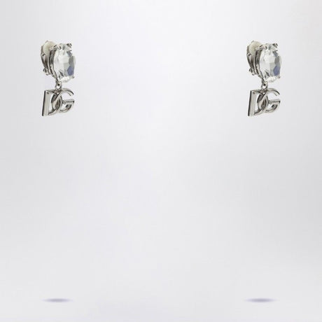 DOLCE & GABBANA Crystal & Silver Logo Earrings