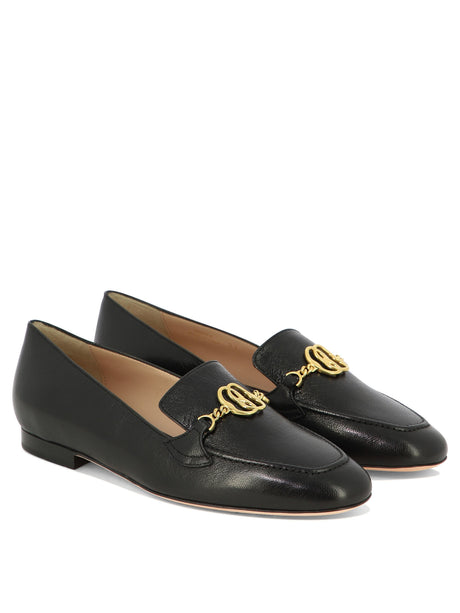 BALLY Embellished Leather Loafers for Women - Black