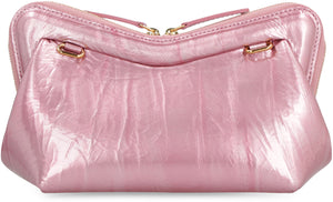 MANSUR GAVRIEL Pink Mini M Frame Patent Leather Clutch with Gold-Tone Hardware, Removable Strap - SS23