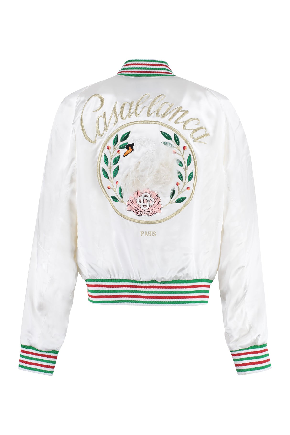 CASABLANCA Maxi Swans Embroidered Satin Jacket