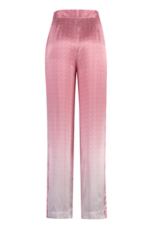 粉色100%丝绸Logo印花女士裤子 - FW23系列