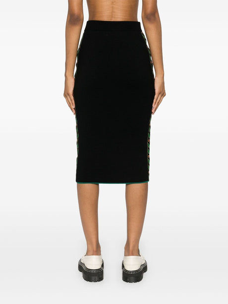 CASABLANCA Mid-Length Knit Skirt with Embroidered Hem