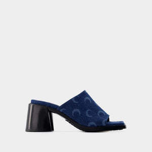 MARINE SERRE Navy Blue Slide Sandals for Women - FW23 Collection