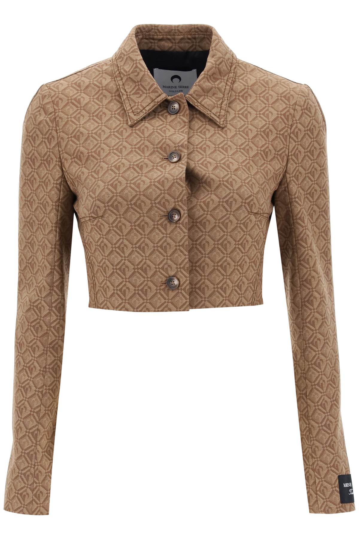 MARINE SERRE Feminine and Chic Cropped Jacket with Exquisite Moon Diamant Pattern