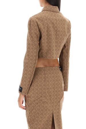 MARINE SERRE Feminine and Chic Cropped Jacket with Exquisite Moon Diamant Pattern