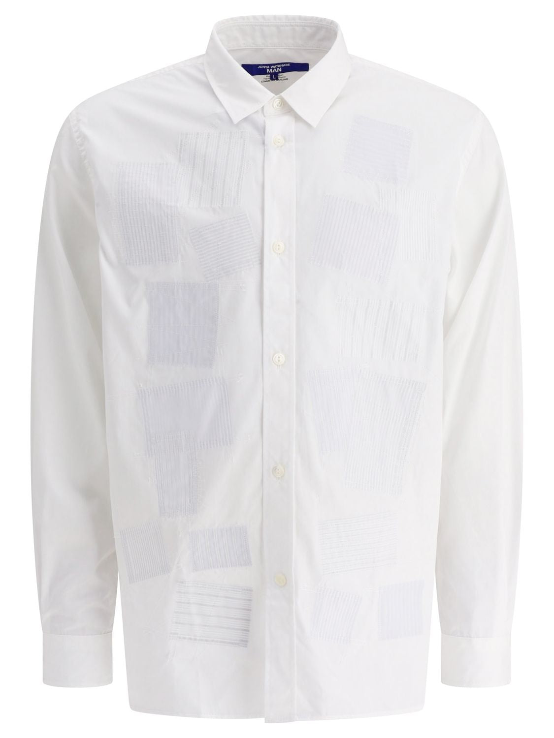 قميص رقعي للرجال باللون الأبيض لموسم صيف 2024