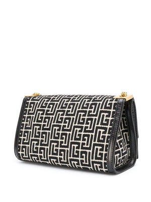 Elegant Ivory and Black Monogram Jacquard Handbag for Women