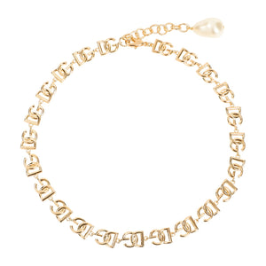 DOLCE & GABBANA Metallic DG Logo Necklace for Women - SS24 Collection