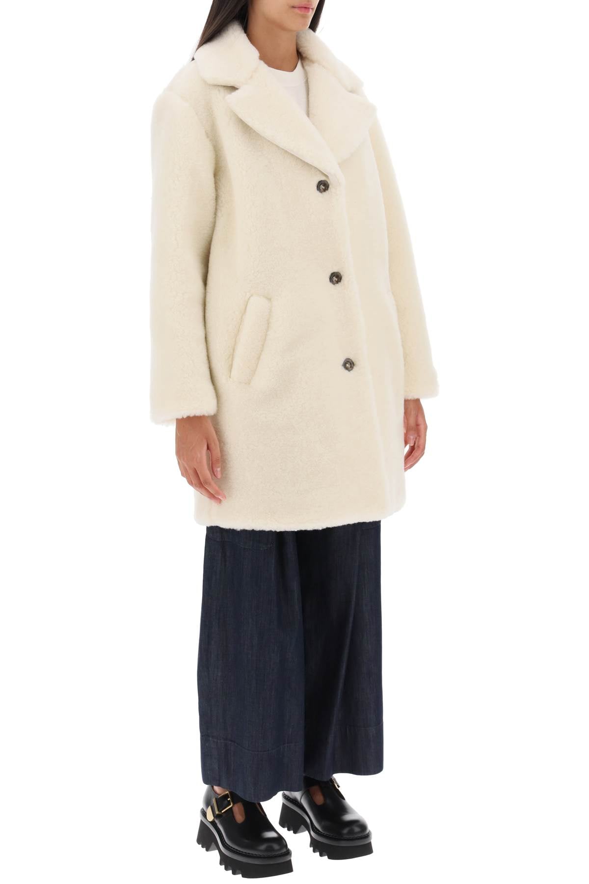 White Teddy Jacket - Oversized Single-Breasted Coat for Women