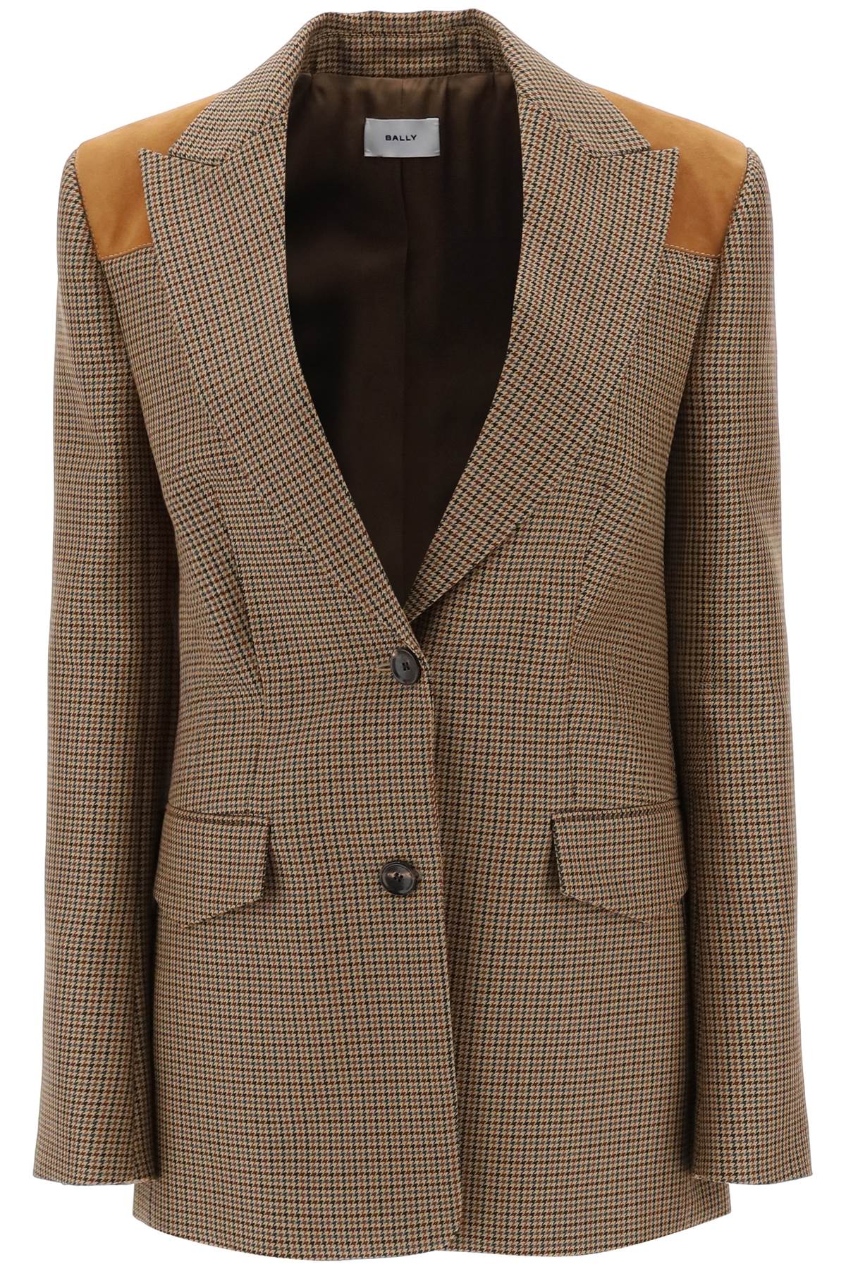 Houndstooth Single-Breasted Blazer in Beige for Women