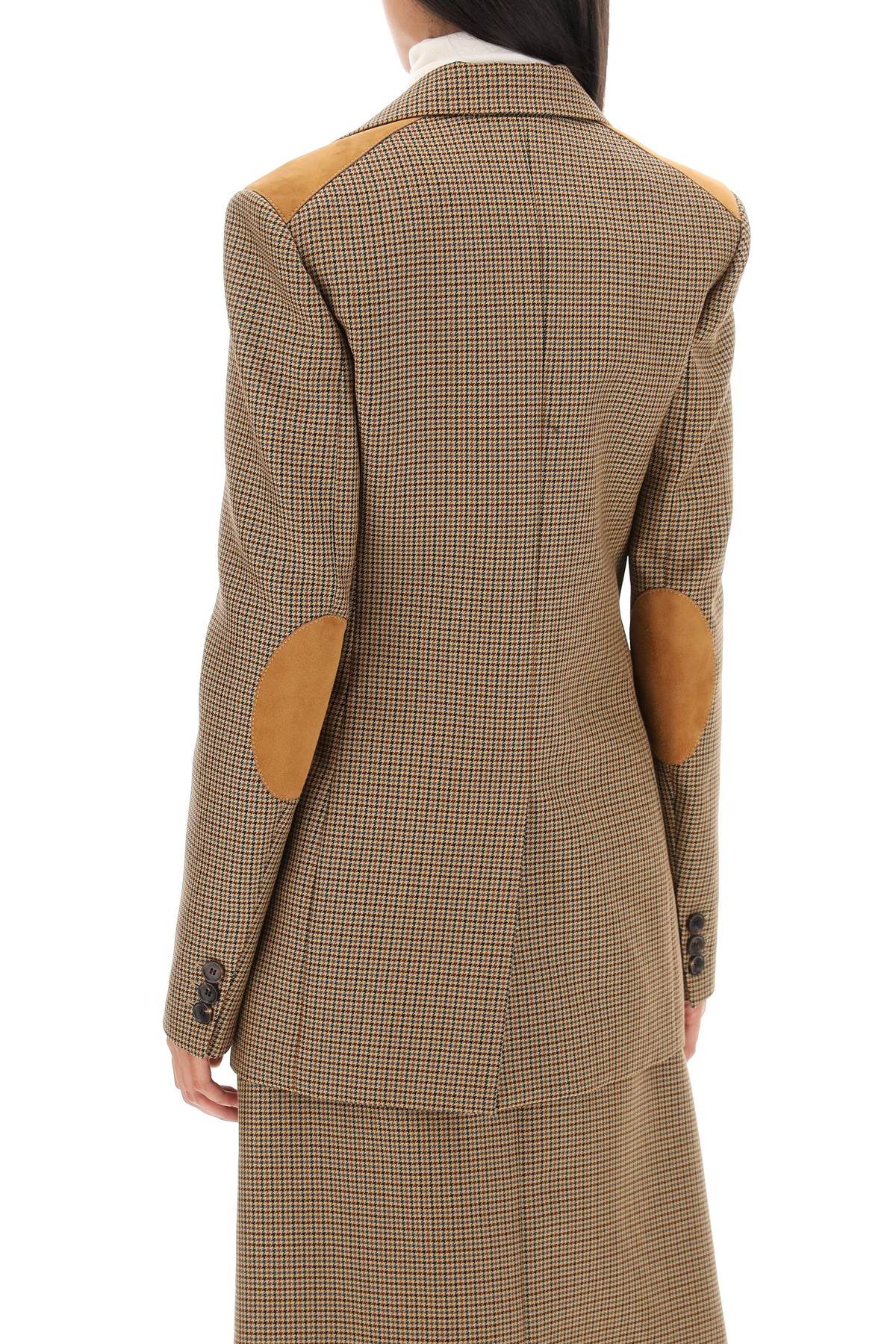 Houndstooth Single-Breasted Blazer in Beige for Women