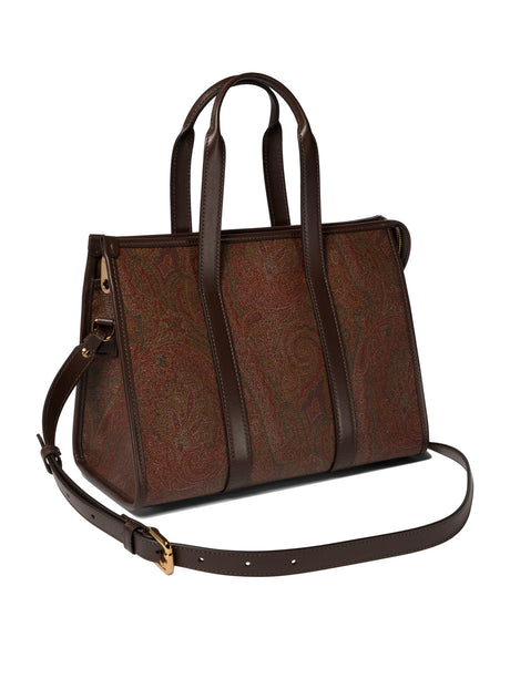 ETRO Paisley Medium Leather Handbag in Brown