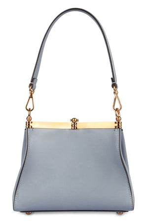 ETRO Light Blue Mini Leather Shoulder Bag with Gold-Tone Hardware and Suede Lining