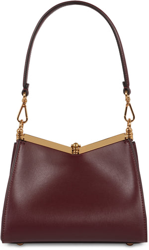 ETRO Mini Classic Calfskin Shoulder Bag in Burgundy - 21x16x9 cm