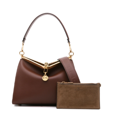 ETRO Chocolate Leather Handbag with Charm