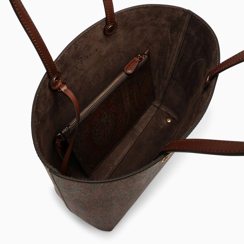精緻的ETRO ESSENTIAL斜紋手提包，配有皮革襯裡和柔軟的麂皮內裡