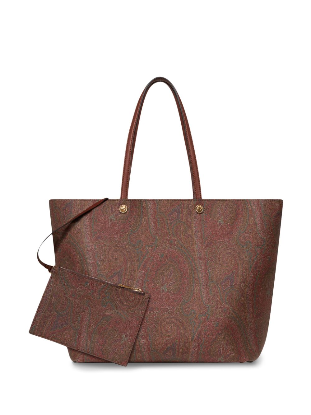 ETRO Luxurious XL Tote Handbag in Brown Leather with Paisley Print for Women