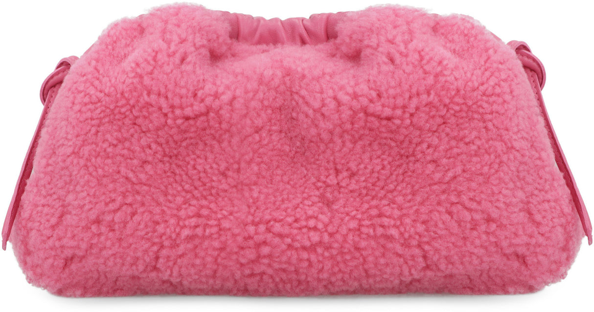 Fuchsia Shearling Mini Cloud Clutch for Women