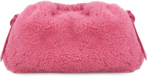 MANSUR GAVRIEL Mini Cloud Shearling Clutch with Gold-Tone Hardware and Leather Strap, Fuchsia Pink, 24cm