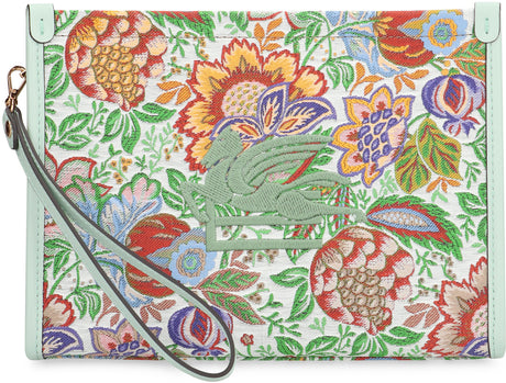 ETRO Multicolor Floral Jacquard Clutch with Detachable Wrist Strap