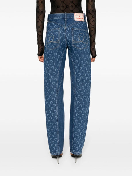 MARINE SERRE Moon Print Denim Jeans for Women - SS24 Collection