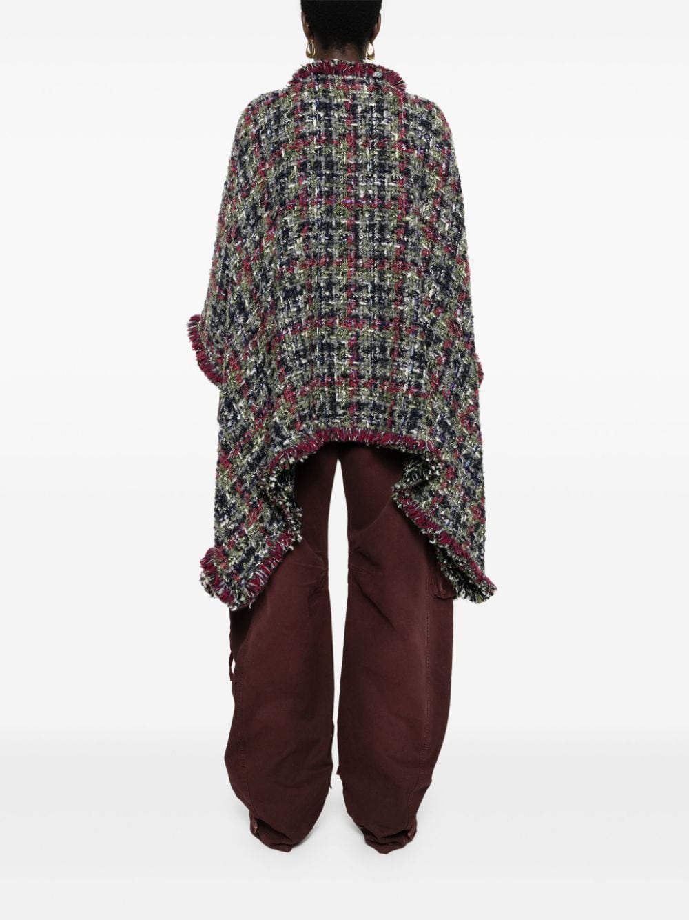 ETRO Wool Tweed Cape with Fringed Edges for Women