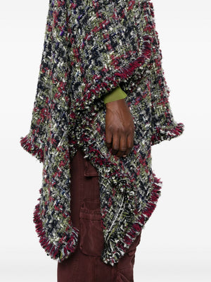 ETRO Wool Tweed Cape with Fringed Edges for Women