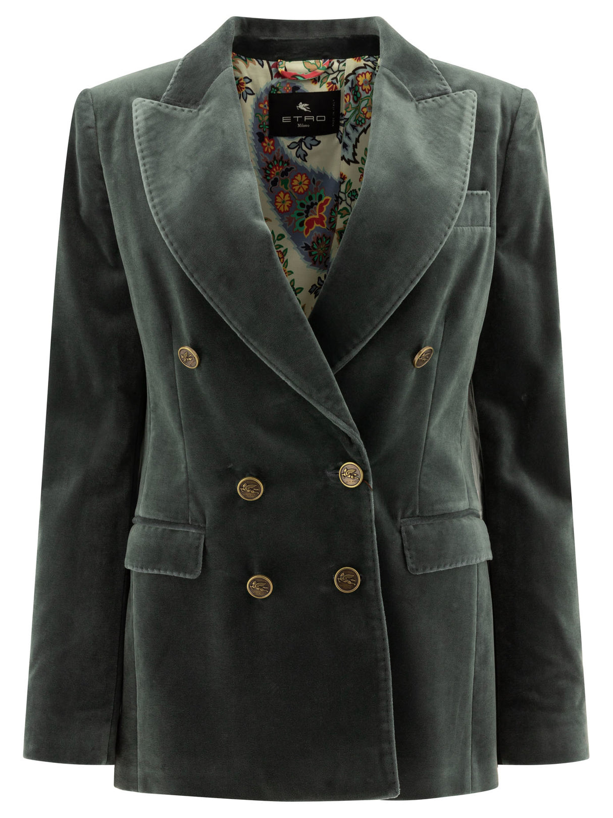 ETRO Double-Breasted Velvet Blazer for Women - Slim Fit